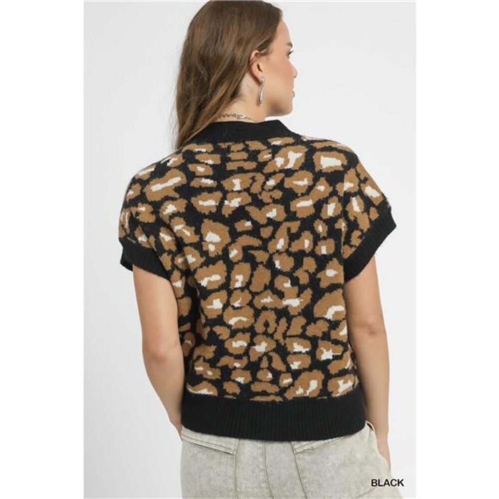 Umgee‎ Leopard Button Down Short Sleeve Cardigan … - image 4